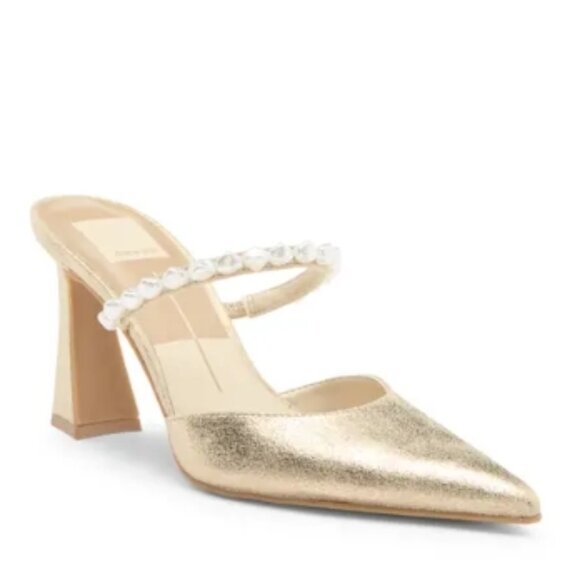 Dolce Vita Nevina Faux Pearl Mule – Light Gold Metallic Stella – Size 9 - Picture 1 of 4